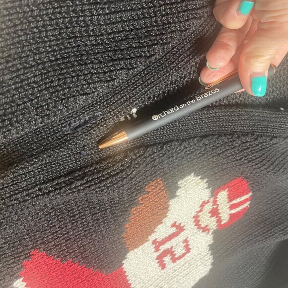 VTG Texas A&M Black Football Cardigan Sweater With Football Player Graphics & St - Picture 5 of 8